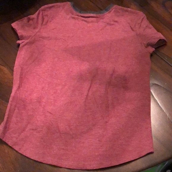 Old Navy “Intelligence Is Beautiful” Short Sleeved Grey Collar, Wine T-Shirt - Picture 4 of 7